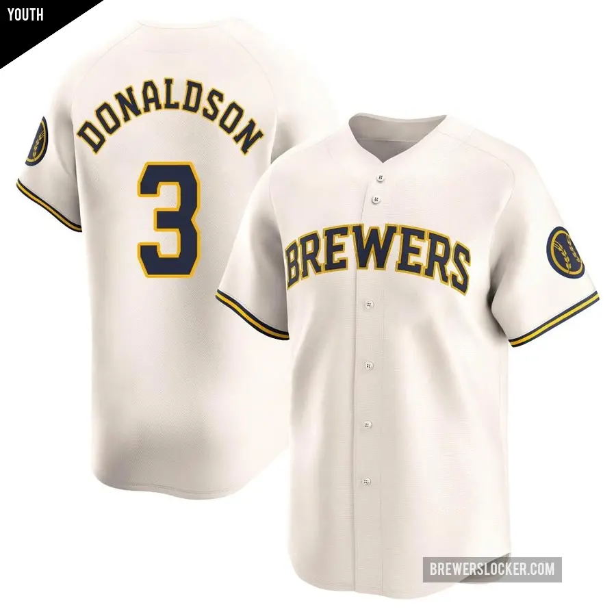 Youth Milwaukee Brewers ＃3 Josh Donaldson Limited Cream Home Jersey