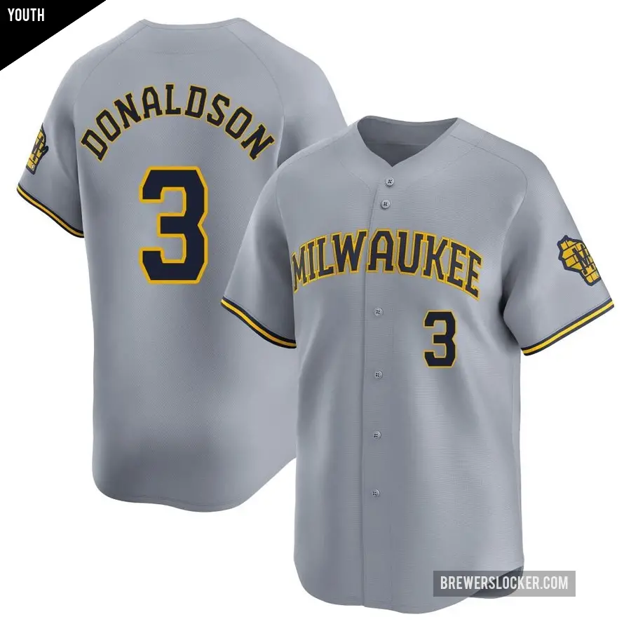 Youth Milwaukee Brewers ＃3 Josh Donaldson Limited Gray Away Jersey