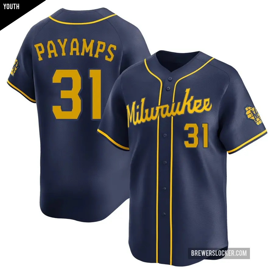 Youth Milwaukee Brewers ＃31 Joel Payamps Limited Navy Alternate Jersey