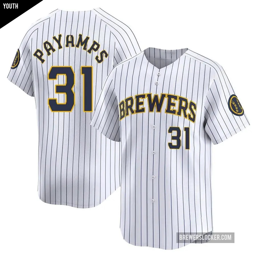 Youth Milwaukee Brewers ＃31 Joel Payamps Limited White Alternate Jersey