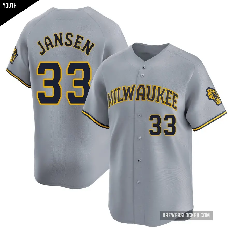 Youth Milwaukee Brewers ＃33 Danny Jansen Limited Gray Away Jersey