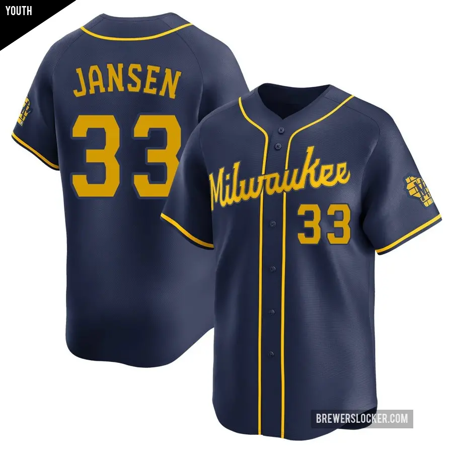 Youth Milwaukee Brewers ＃33 Danny Jansen Limited Navy Alternate Jersey