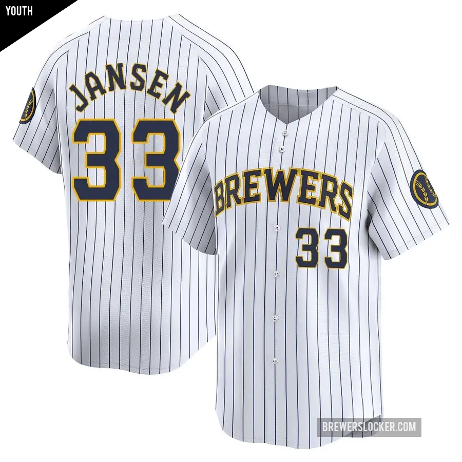 Youth Milwaukee Brewers ＃33 Danny Jansen Limited White Alternate Jersey