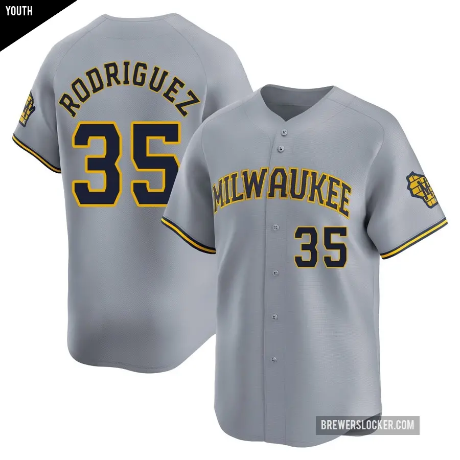 Youth Milwaukee Brewers ＃35 Elvin Rodriguez Limited Gray Away Jersey