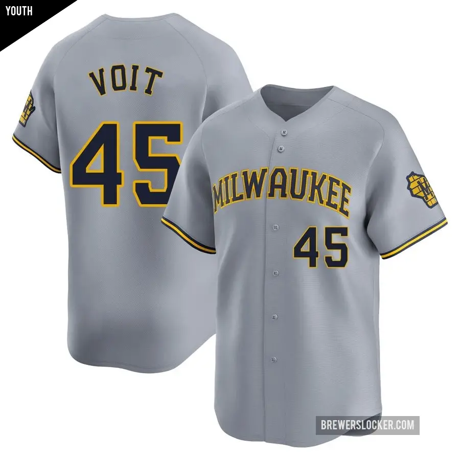Youth Milwaukee Brewers ＃45 Luke Voit Limited Gray Away Jersey