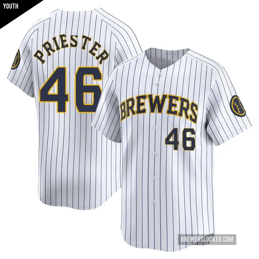 Youth Milwaukee Brewers ＃46 Quinn Priester Limited White Alternate Jersey