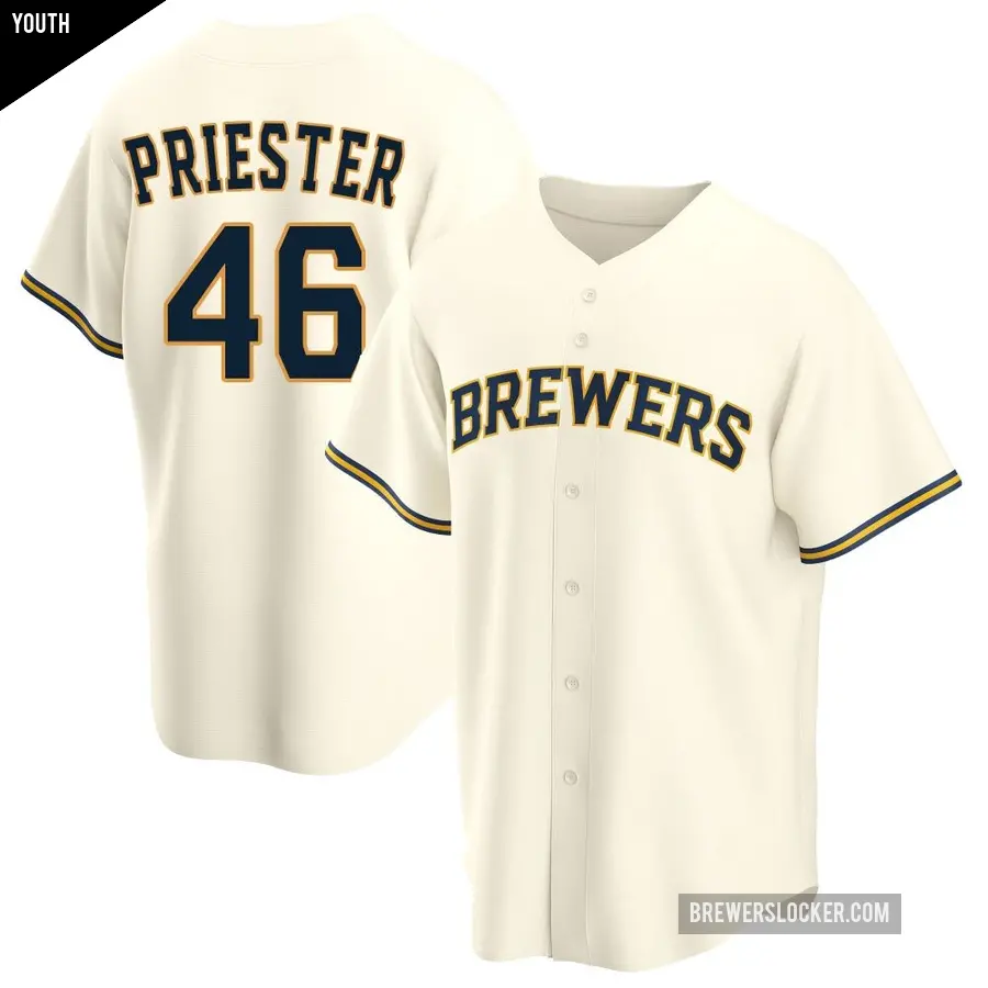 Youth Milwaukee Brewers ＃46 Quinn Priester Replica Cream Home Jersey