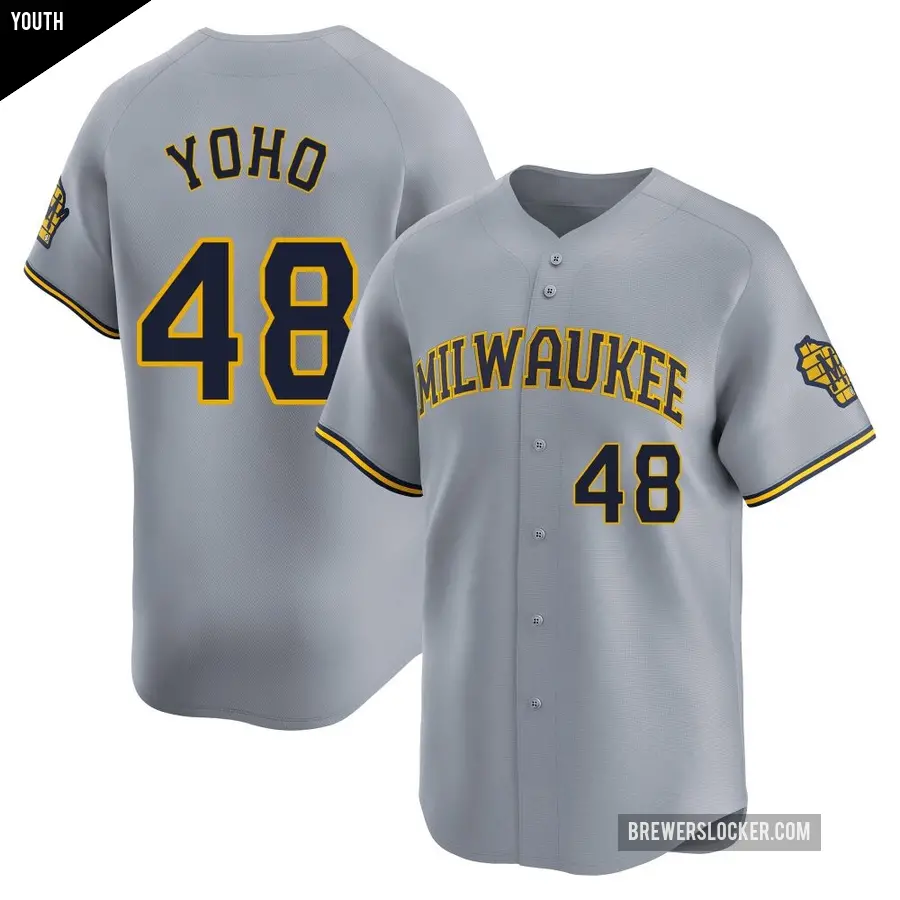 Youth Milwaukee Brewers ＃48 Craig Yoho Limited Gray Away Jersey