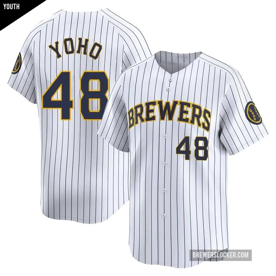 Youth Milwaukee Brewers ＃48 Craig Yoho Limited White Alternate Jersey