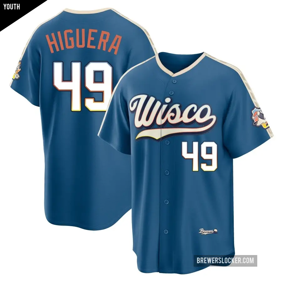 Youth Milwaukee Brewers ＃49 Teddy Higuera Limited Blue Mineral 2026 City Connect Stadium Jersey