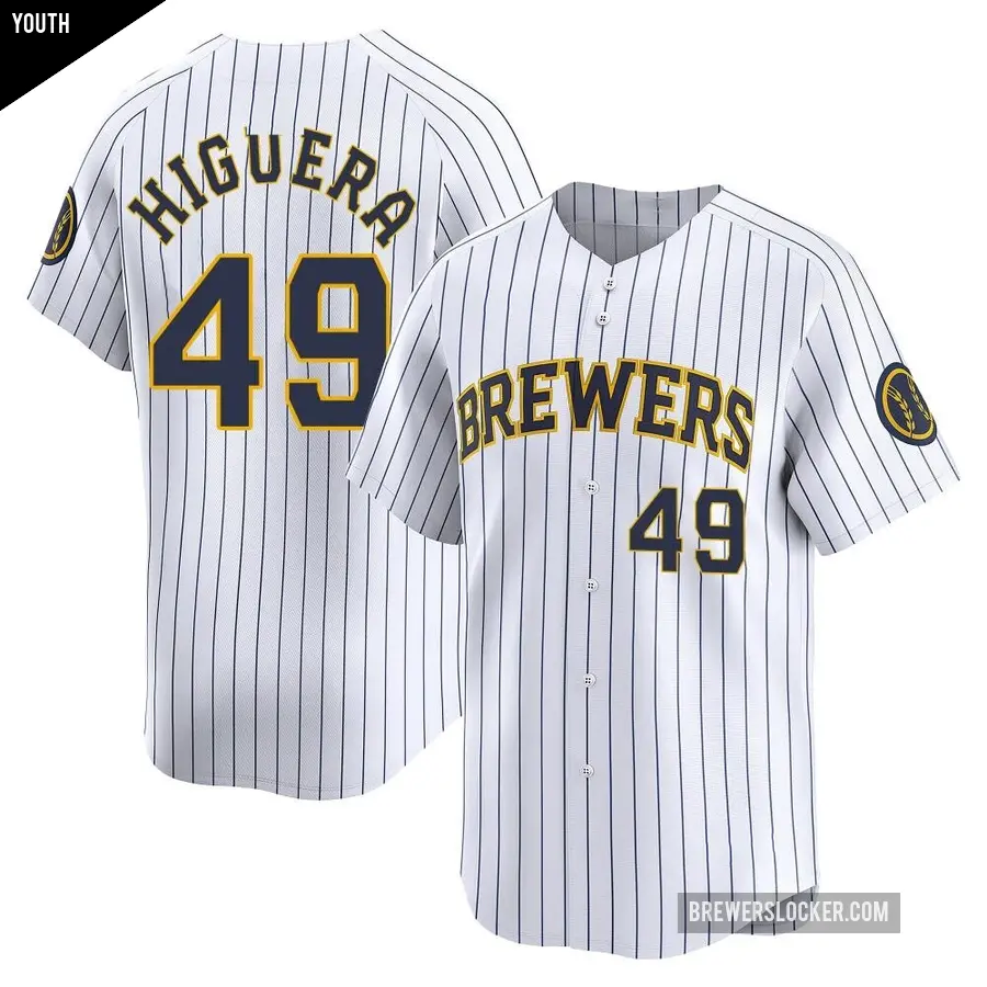 Youth Milwaukee Brewers ＃49 Teddy Higuera Limited White Alternate Jersey