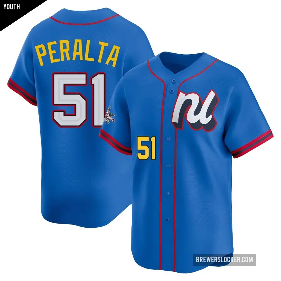 Youth Milwaukee Brewers ＃51 Freddy Peralta Limited Blue National League 2025 All-Star Edition Jersey