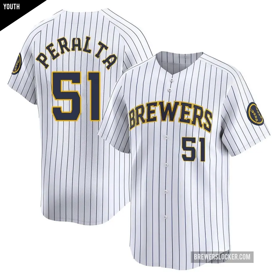 Youth Milwaukee Brewers ＃51 Freddy Peralta Limited White Alternate Jersey