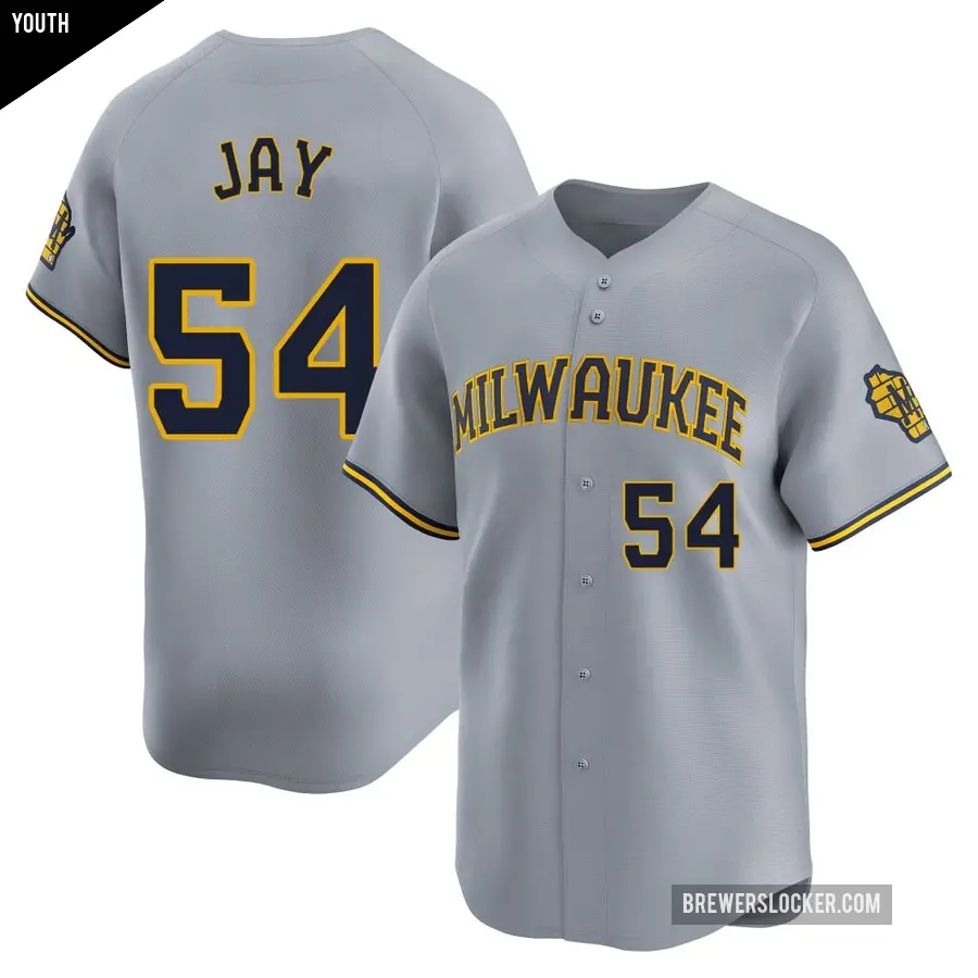 Youth Milwaukee Brewers ＃54 Tyler Jay Limited Gray Away Jersey