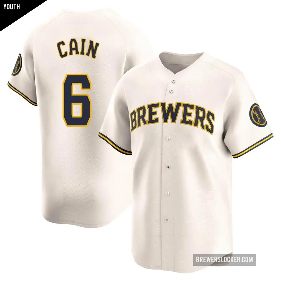 Youth Milwaukee Brewers ＃6 Lorenzo Cain Limited Cream Home Jersey
