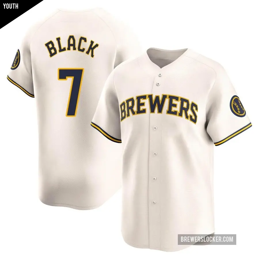 Youth Milwaukee Brewers ＃7 Tyler Black Limited Black Cream Home Jersey