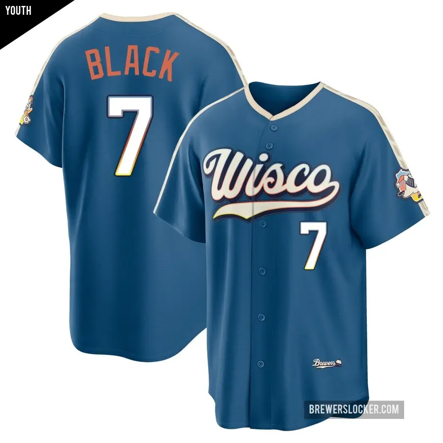 Youth Milwaukee Brewers ＃7 Tyler Black Limited Blue Mineral 2026 City Connect Stadium Jersey
