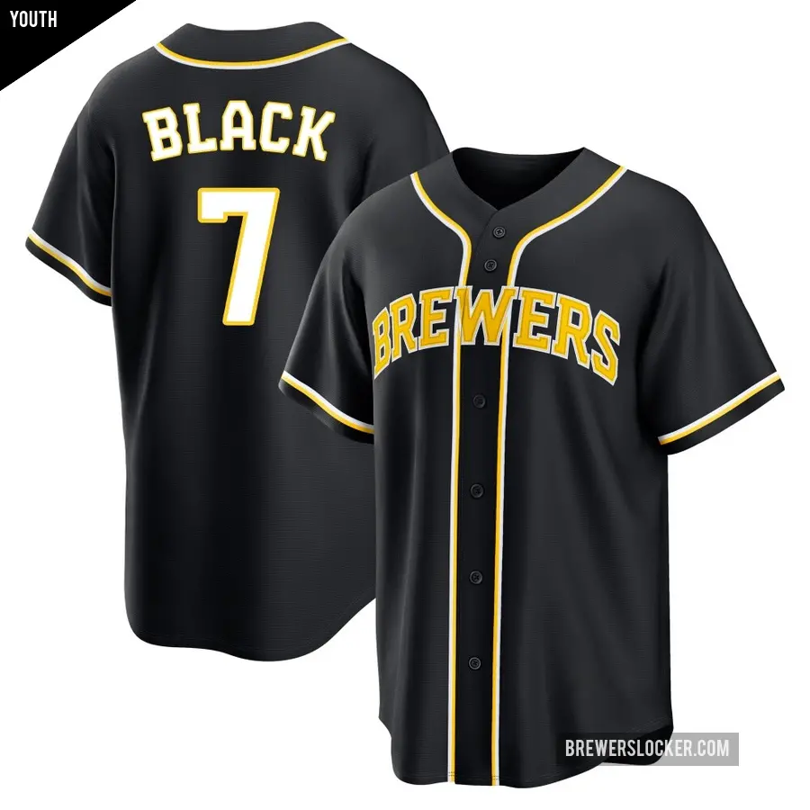 Youth Milwaukee Brewers ＃7 Tyler Black Replica Black Fashion Out Jersey