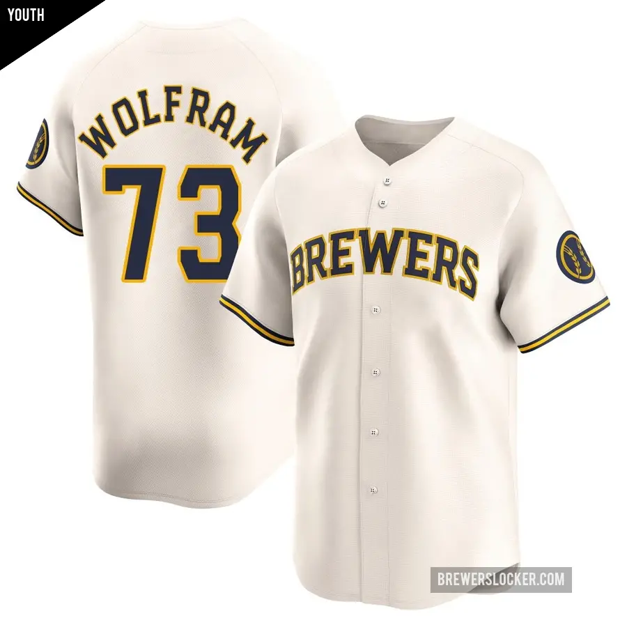 Youth Milwaukee Brewers ＃73 Grant Wolfram Limited Cream Home Jersey