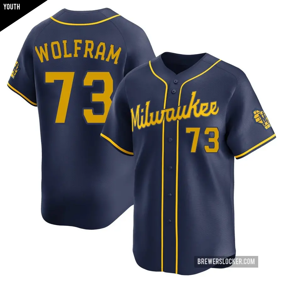 Youth Milwaukee Brewers ＃73 Grant Wolfram Limited Navy Alternate Jersey