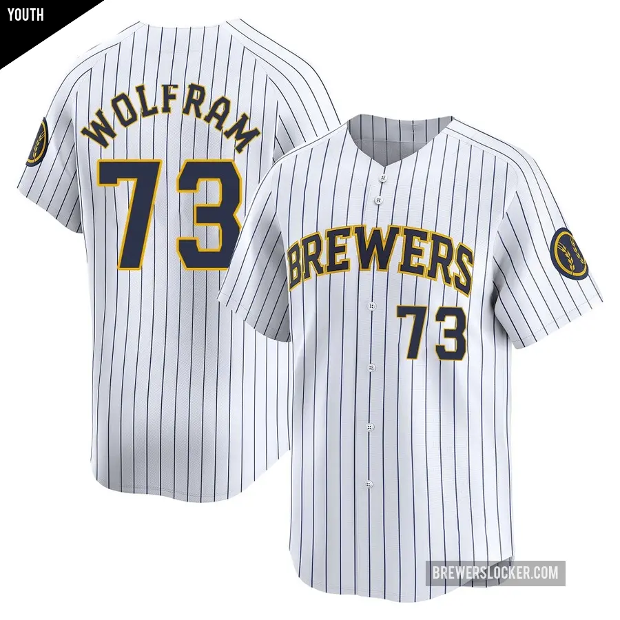 Youth Milwaukee Brewers ＃73 Grant Wolfram Limited White Alternate Jersey