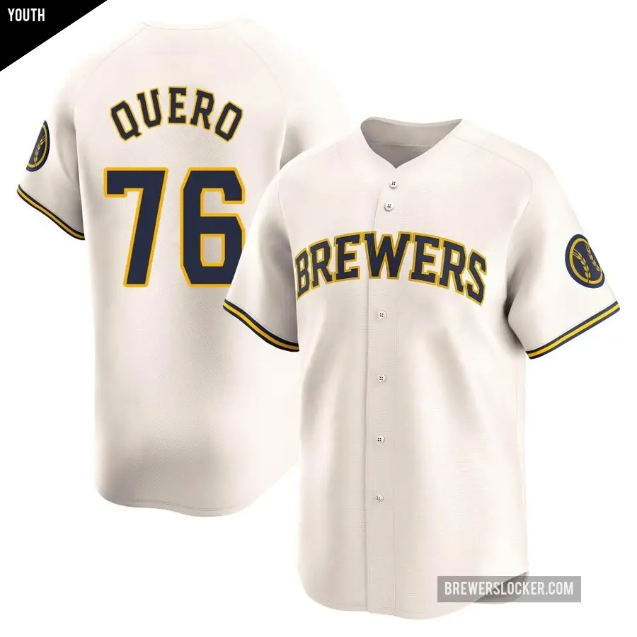 Youth Milwaukee Brewers ＃76 Jeferson Quero Limited Cream Home Jersey