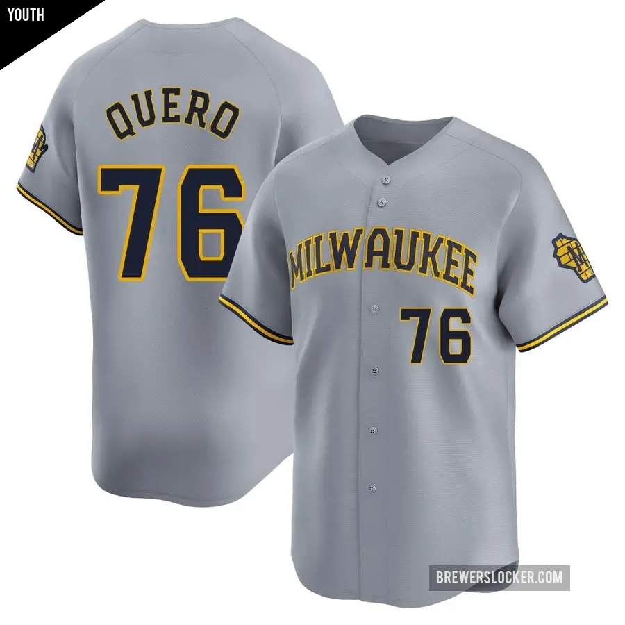 Youth Milwaukee Brewers ＃76 Jeferson Quero Limited Gray Away Jersey