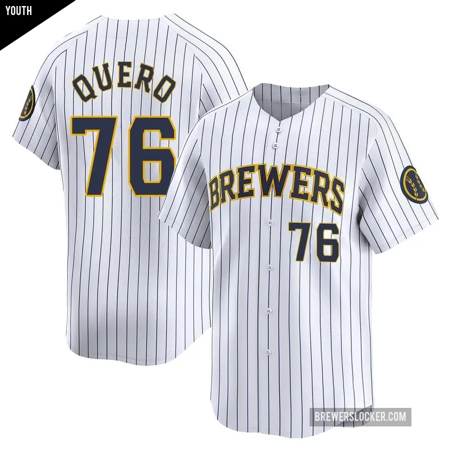 Youth Milwaukee Brewers ＃76 Jeferson Quero Limited White Alternate Jersey