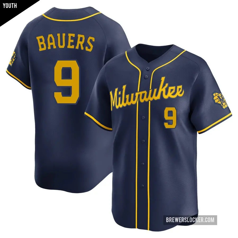 Youth Milwaukee Brewers ＃9 Jake Bauers Limited Navy Alternate Jersey